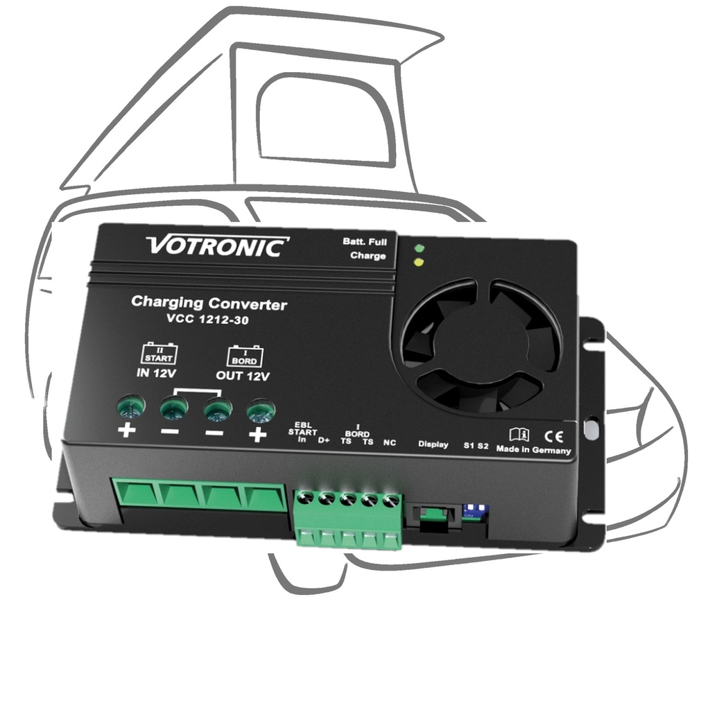 Ladebooster Marco Polo Laderegler Activity Horizon (Ja - original Zweitbatteriesystem von Mercedes ist verbaut (AGM Batterie ist Standard), Das Trennrelais wird deaktiviert und ein Ladebooster für bessere Ladung der Zweitbatterie verbaut, Nein ich behalte meine bestehende AGM Batterie, Votronic VCC 30A)