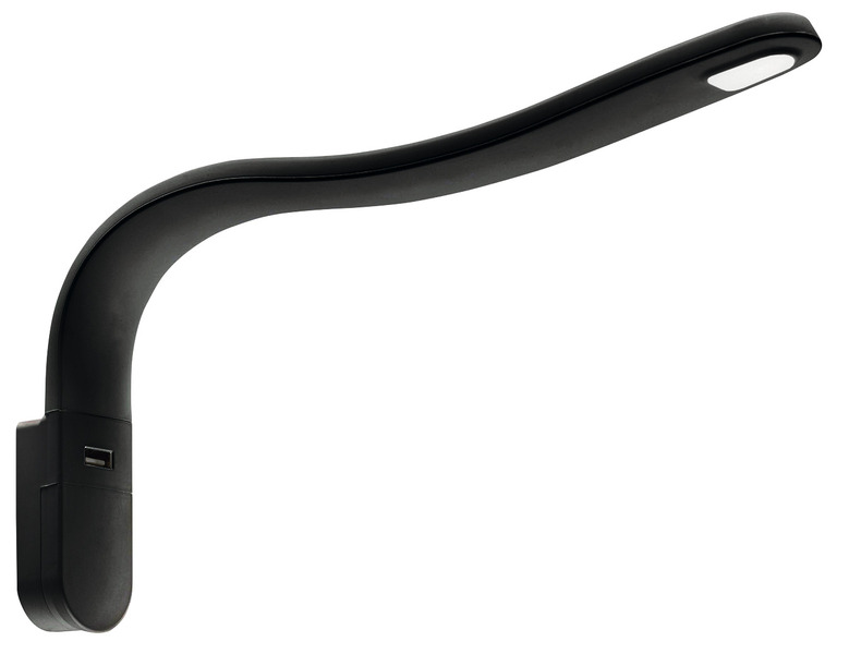 LED Schwanenhalslampe schwarz mit USB-Dose im Aufstelldach inkl. Montage (linke Seite)